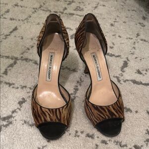Manolo Blahnik Brown Peep Toe Heels